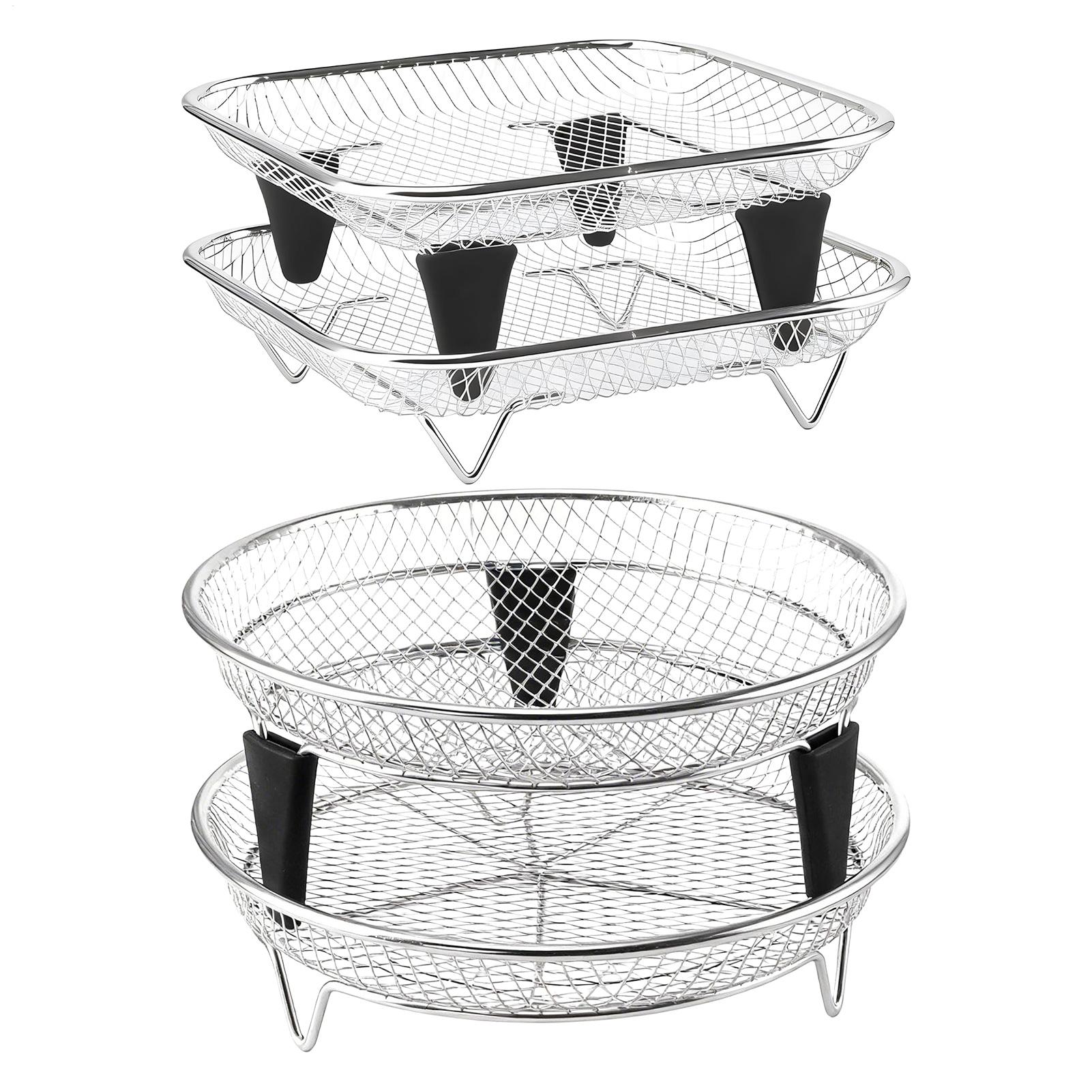 Commercial Kitchen Steamer - Heißluftfritteusen-Korb aus Edelstahl, stapelbare Ablage, 2-teiliges