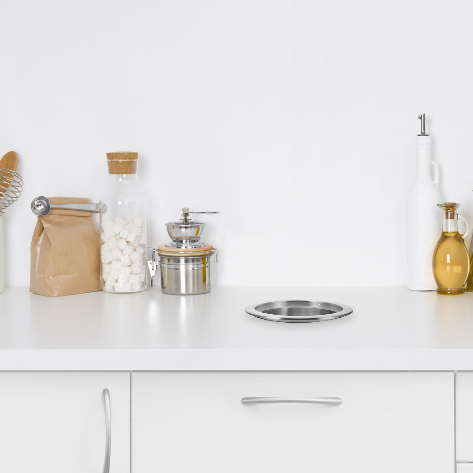 Commercial Kitchen Garbage Can - Edelstahl-Einbau-Mülleimer für Arbeitsplatten mit Einsteckdeckelring und