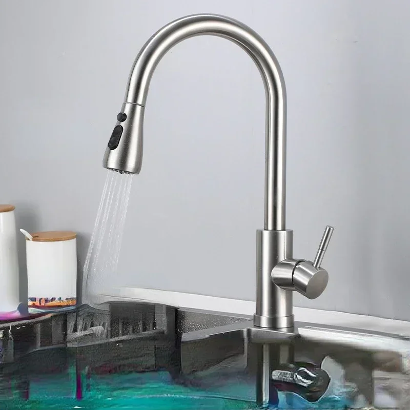 Commercial Kitchen Mixer Tap - Küchenarmatur aus gebürstetem Nickel, Einloch-Armatur mit