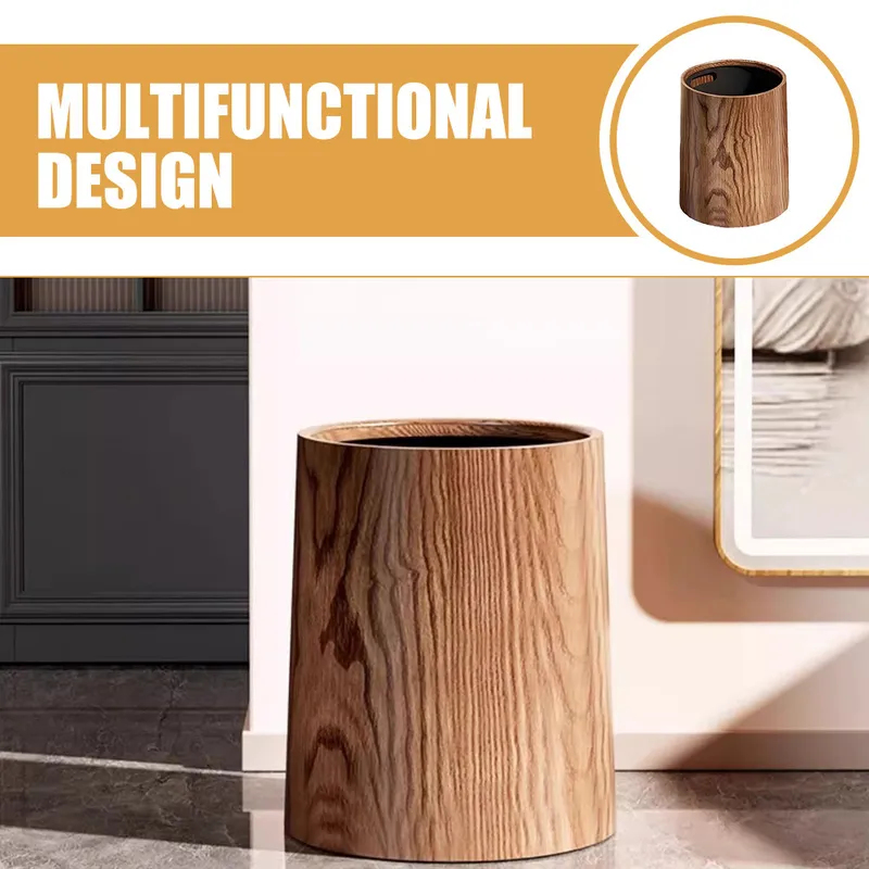 Commercial Kitchen Garbage Can - Langlebiger Mülleimer mit Holzmaserung und offenem