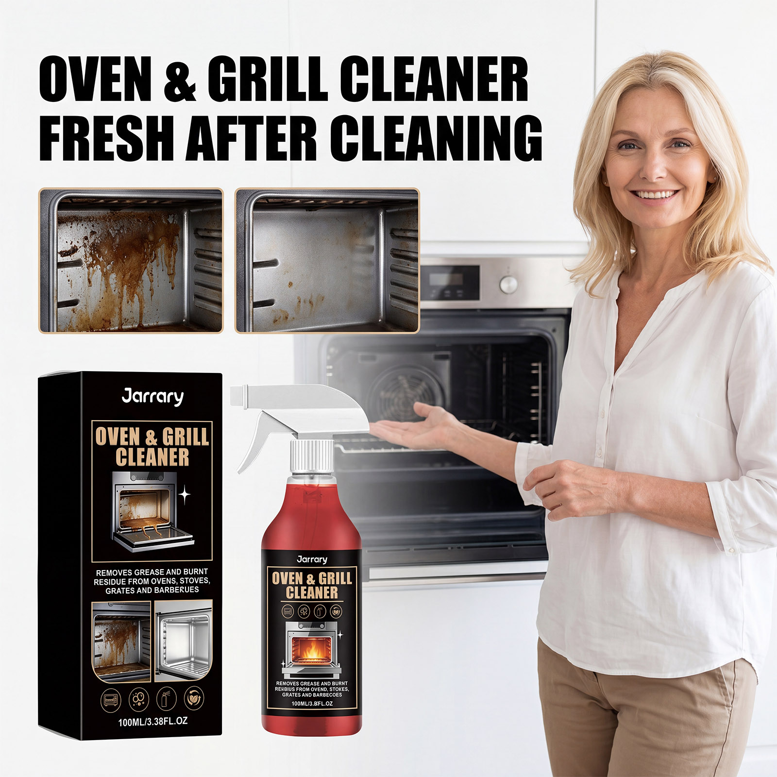 Commercial Kitchen Grease Cleaner - Ofen- und Grill-Entfetter-Spray, Hochleistungs-Kohlenfettentferner, Kraftvoller Schaumreiniger
