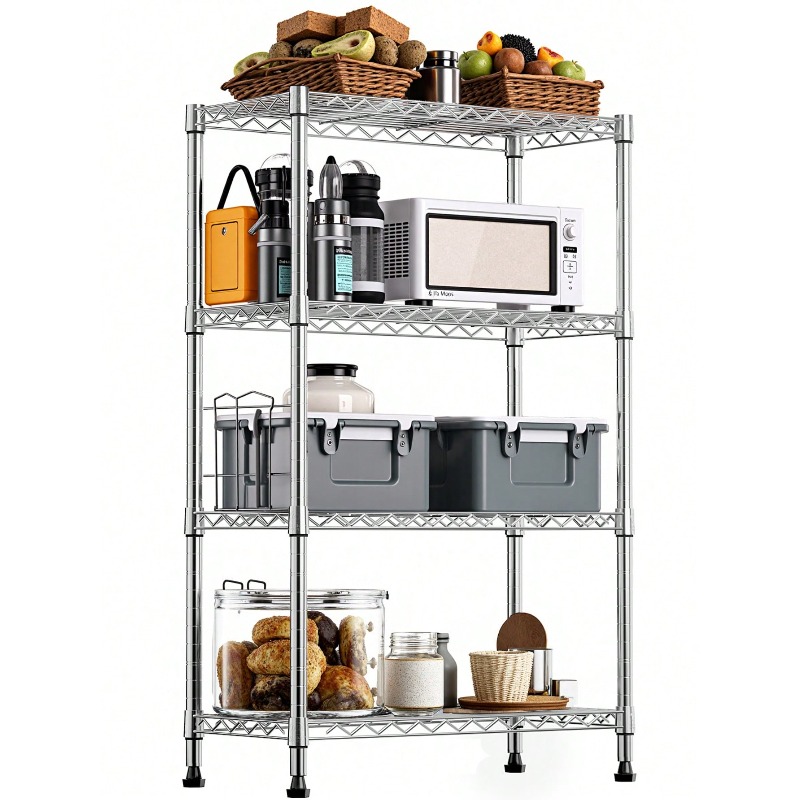 Commercial Kitchen Warehouse - 1000 lbs Gewerbliches Drahtregalsystem, 4-stufiges silbernes