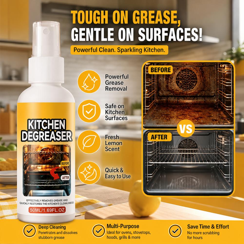 Commercial Kitchen Grease Cleaner - Multimaterial-Sicherer Küchenentfetter-Spray, kraftvoll entfernt Fett und
