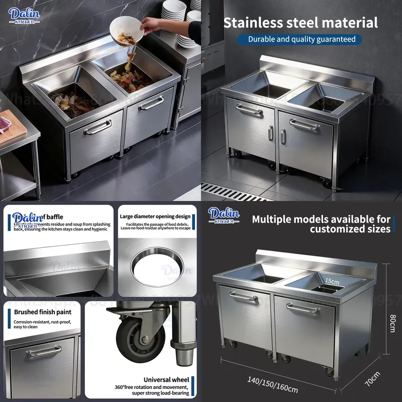 Commercial Kitchen Garbage Can - Gewerblicher Edelstahl 304 Ausziehbarer Abfalleimer-Schrank für